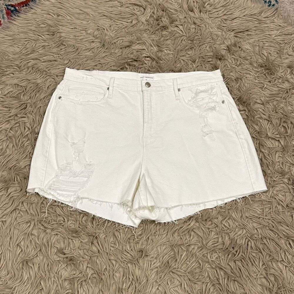 NWT Good American White Jean Shorts size 15